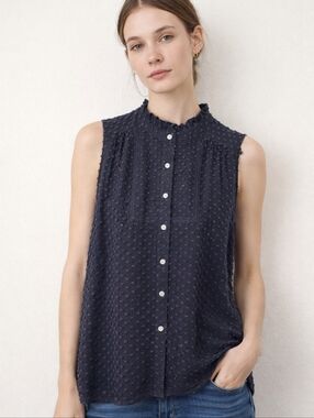 J. Crew Black Sleeveless Swiss Dot Button-Front Camisole Size 8